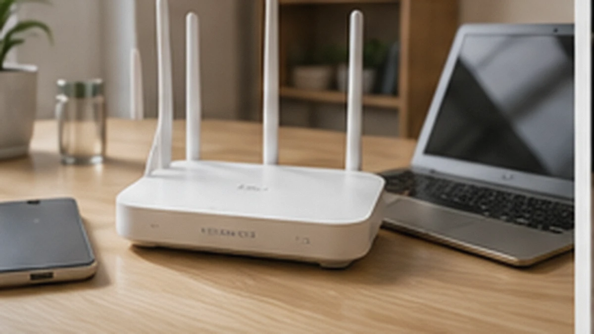 Wi-Fi 7 공유기 거실 공유기와 노트북·스마트폰이 연결된 가정용 Wi-Fi 환경